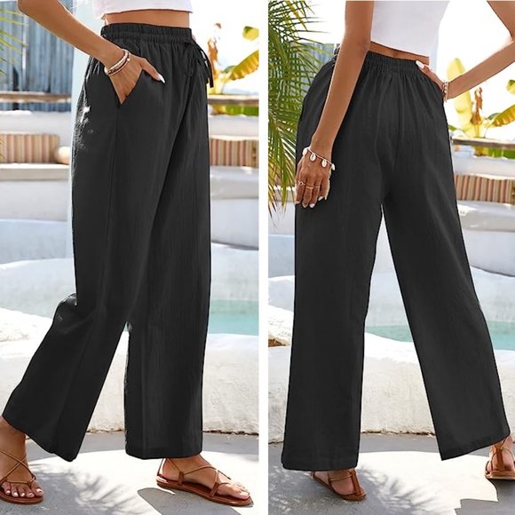 Women's Cotton Wide Leg Pants L *NWOT* - Picture 2 of 4